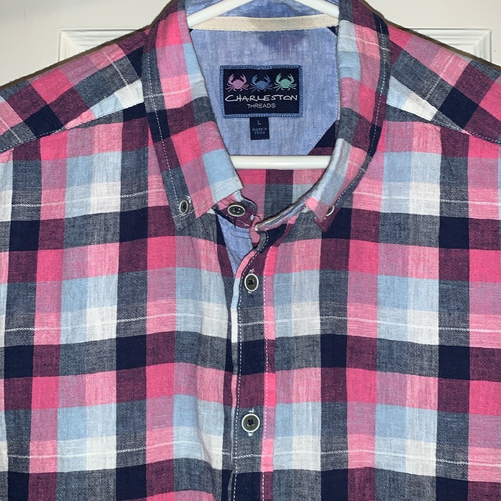 Linen Blend “Charleston Threads” Short Sleeve, Button Down, Summer Chic, Men’s